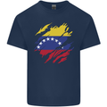 Torn Venezuela Flag Venezuelans Day Football Kids T-Shirt Childrens Navy Blue
