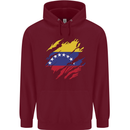 Torn Venezuela Flag Venezuelans Day Football Mens 80% Cotton Hoodie Maroon
