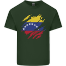 Torn Venezuela Flag Venezuelans Day Football Mens Cotton T-Shirt Tee Top Forest Green