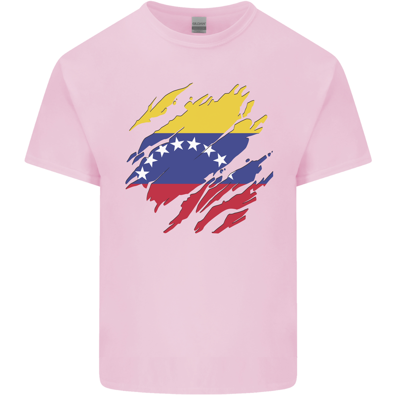 Torn Venezuela Flag Venezuelans Day Football Mens Cotton T-Shirt Tee Top Light Pink