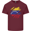 Torn Venezuela Flag Venezuelans Day Football Mens Cotton T-Shirt Tee Top Maroon