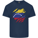 Torn Venezuela Flag Venezuelans Day Football Mens Cotton T-Shirt Tee Top Navy Blue