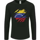 Torn Venezuela Flag Venezuelans Day Football Mens Long Sleeve T-Shirt Black