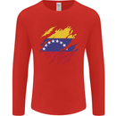 Torn Venezuela Flag Venezuelans Day Football Mens Long Sleeve T-Shirt Red