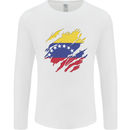 Torn Venezuela Flag Venezuelans Day Football Mens Long Sleeve T-Shirt White