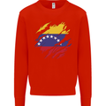 Torn Venezuela Flag Venezuelans Day Football Mens Sweatshirt Jumper Bright Red