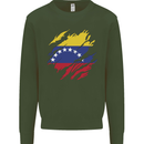 Torn Venezuela Flag Venezuelans Day Football Mens Sweatshirt Jumper Forest Green