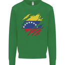 Torn Venezuela Flag Venezuelans Day Football Mens Sweatshirt Jumper Irish Green