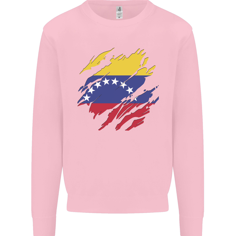 Torn Venezuela Flag Venezuelans Day Football Mens Sweatshirt Jumper Light Pink