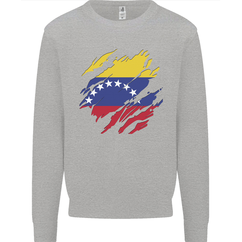Torn Venezuela Flag Venezuelans Day Football Mens Sweatshirt Jumper Sports Grey