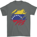 Torn Venezuela Flag Venezuelans Day Football Mens T-Shirt 100% Cotton Charcoal
