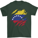 Torn Venezuela Flag Venezuelans Day Football Mens T-Shirt 100% Cotton Forest Green