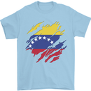 Torn Venezuela Flag Venezuelans Day Football Mens T-Shirt 100% Cotton Light Blue