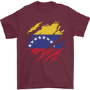 Torn Venezuela Flag Venezuelans Day Football Mens T-Shirt 100% Cotton Maroon