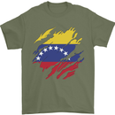 Torn Venezuela Flag Venezuelans Day Football Mens T-Shirt 100% Cotton Military Green