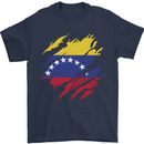 Torn Venezuela Flag Venezuelans Day Football Mens T-Shirt 100% Cotton Navy Blue