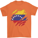 Torn Venezuela Flag Venezuelans Day Football Mens T-Shirt 100% Cotton Orange