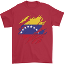 Torn Venezuela Flag Venezuelans Day Football Mens T-Shirt 100% Cotton Red