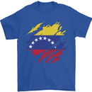 Torn Venezuela Flag Venezuelans Day Football Mens T-Shirt 100% Cotton Royal Blue