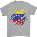 Torn Venezuela Flag Venezuelans Day Football Mens T-Shirt 100% Cotton Sports Grey
