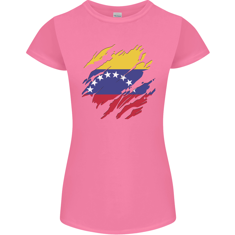 Torn Venezuela Flag Venezuelans Day Football Womens Petite Cut T-Shirt Azalea