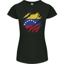 Torn Venezuela Flag Venezuelans Day Football Womens Petite Cut T-Shirt Black