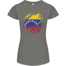 Torn Venezuela Flag Venezuelans Day Football Womens Petite Cut T-Shirt Charcoal