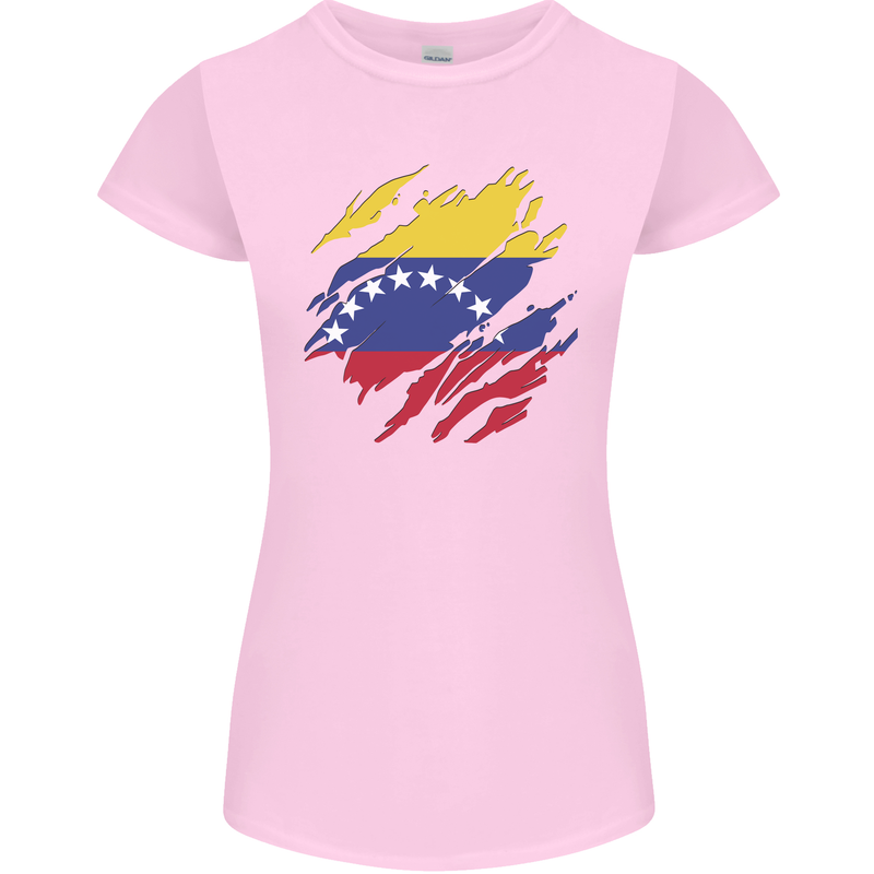 Torn Venezuela Flag Venezuelans Day Football Womens Petite Cut T-Shirt Light Pink