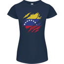 Torn Venezuela Flag Venezuelans Day Football Womens Petite Cut T-Shirt Navy Blue