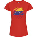 Torn Venezuela Flag Venezuelans Day Football Womens Petite Cut T-Shirt Red