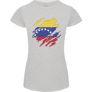 Torn Venezuela Flag Venezuelans Day Football Womens Petite Cut T-Shirt Sports Grey