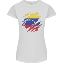 Torn Venezuela Flag Venezuelans Day Football Womens Petite Cut T-Shirt White