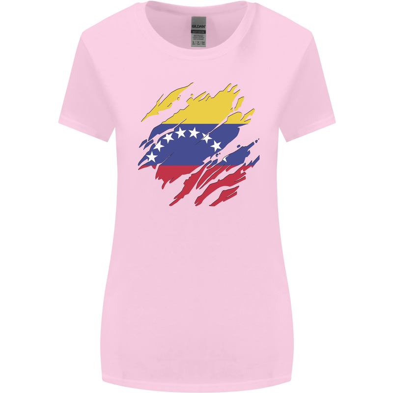 Torn Venezuela Flag Venezuelans Day Football Womens Wider Cut T-Shirt Light Pink