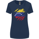 Torn Venezuela Flag Venezuelans Day Football Womens Wider Cut T-Shirt Navy Blue
