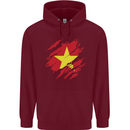 Torn Vietnam Flag Vietnamese Day Football Childrens Kids Hoodie Maroon