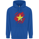 Torn Vietnam Flag Vietnamese Day Football Childrens Kids Hoodie Royal Blue