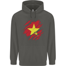 Torn Vietnam Flag Vietnamese Day Football Childrens Kids Hoodie Storm Grey