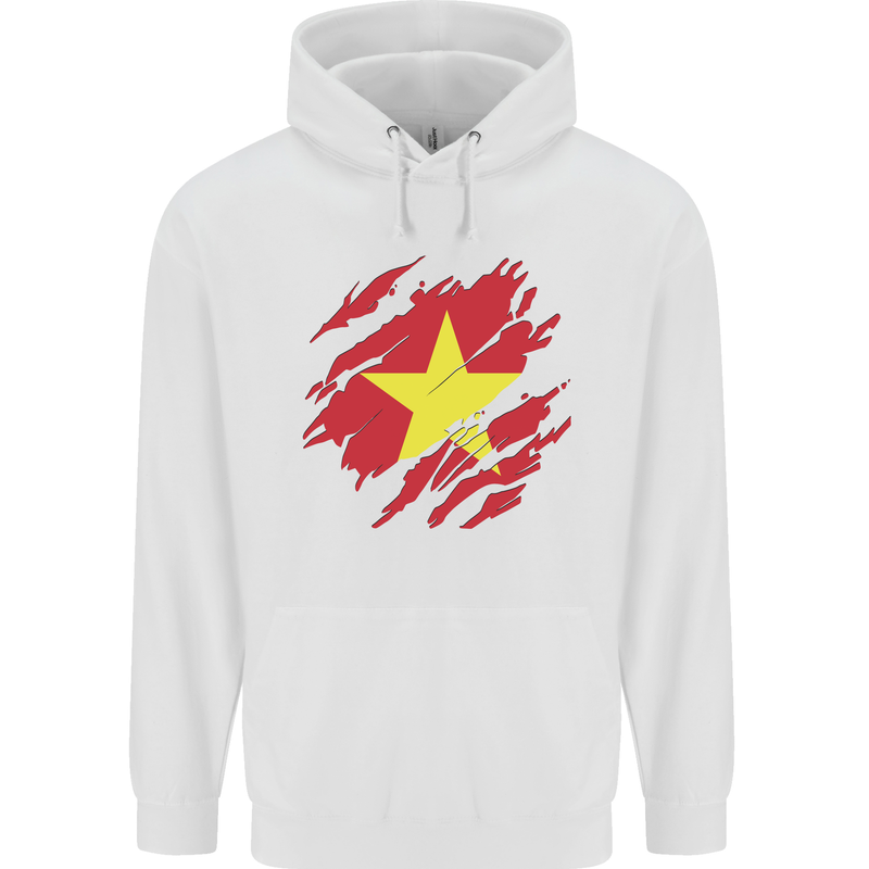 Torn Vietnam Flag Vietnamese Day Football Childrens Kids Hoodie White