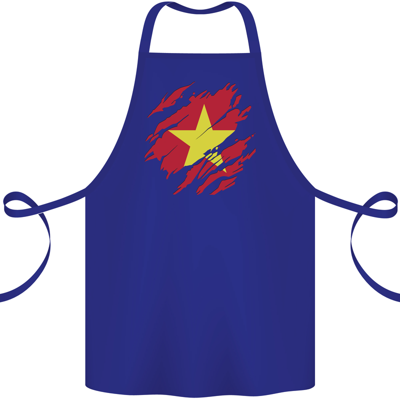 Torn Vietnam Flag Vietnamese Day Football Cotton Apron 100% Organic Royal Blue