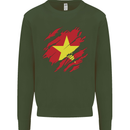 Torn Vietnam Flag Vietnamese Day Football Kids Sweatshirt Jumper Forest Green