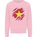 Torn Vietnam Flag Vietnamese Day Football Kids Sweatshirt Jumper Light Pink