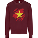 Torn Vietnam Flag Vietnamese Day Football Kids Sweatshirt Jumper Maroon