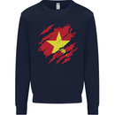 Torn Vietnam Flag Vietnamese Day Football Kids Sweatshirt Jumper Navy Blue
