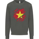 Torn Vietnam Flag Vietnamese Day Football Kids Sweatshirt Jumper Storm Grey