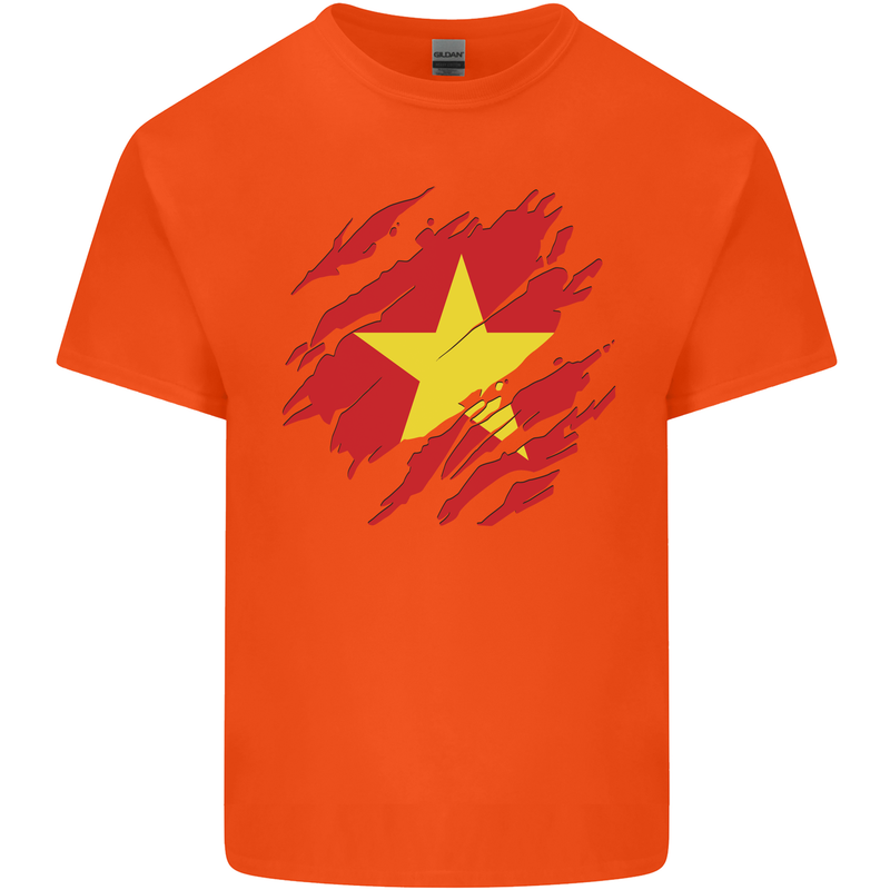 Torn Vietnam Flag Vietnamese Day Football Kids T-Shirt Childrens Orange