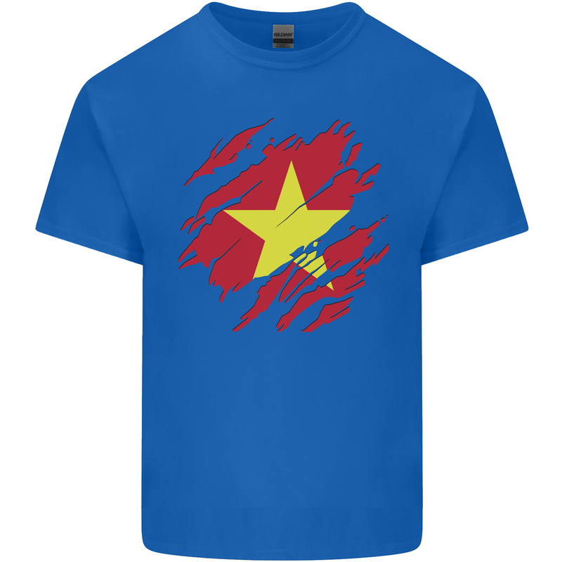 Torn Vietnam Flag Vietnamese Day Football Kids T-Shirt Childrens Royal Blue
