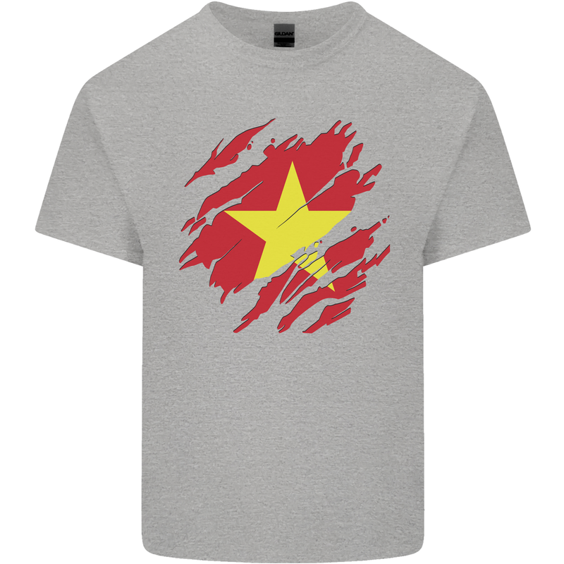 Torn Vietnam Flag Vietnamese Day Football Kids T-Shirt Childrens Sports Grey