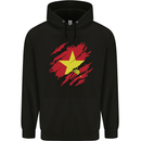 Torn Vietnam Flag Vietnamese Day Football Mens 80% Cotton Hoodie Black