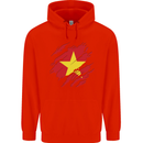 Torn Vietnam Flag Vietnamese Day Football Mens 80% Cotton Hoodie Bright Red