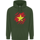Torn Vietnam Flag Vietnamese Day Football Mens 80% Cotton Hoodie Forest Green